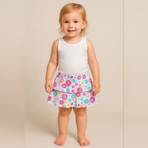 M7) Fisher-Price Girls Floral Ruffle Skort – Size 2T